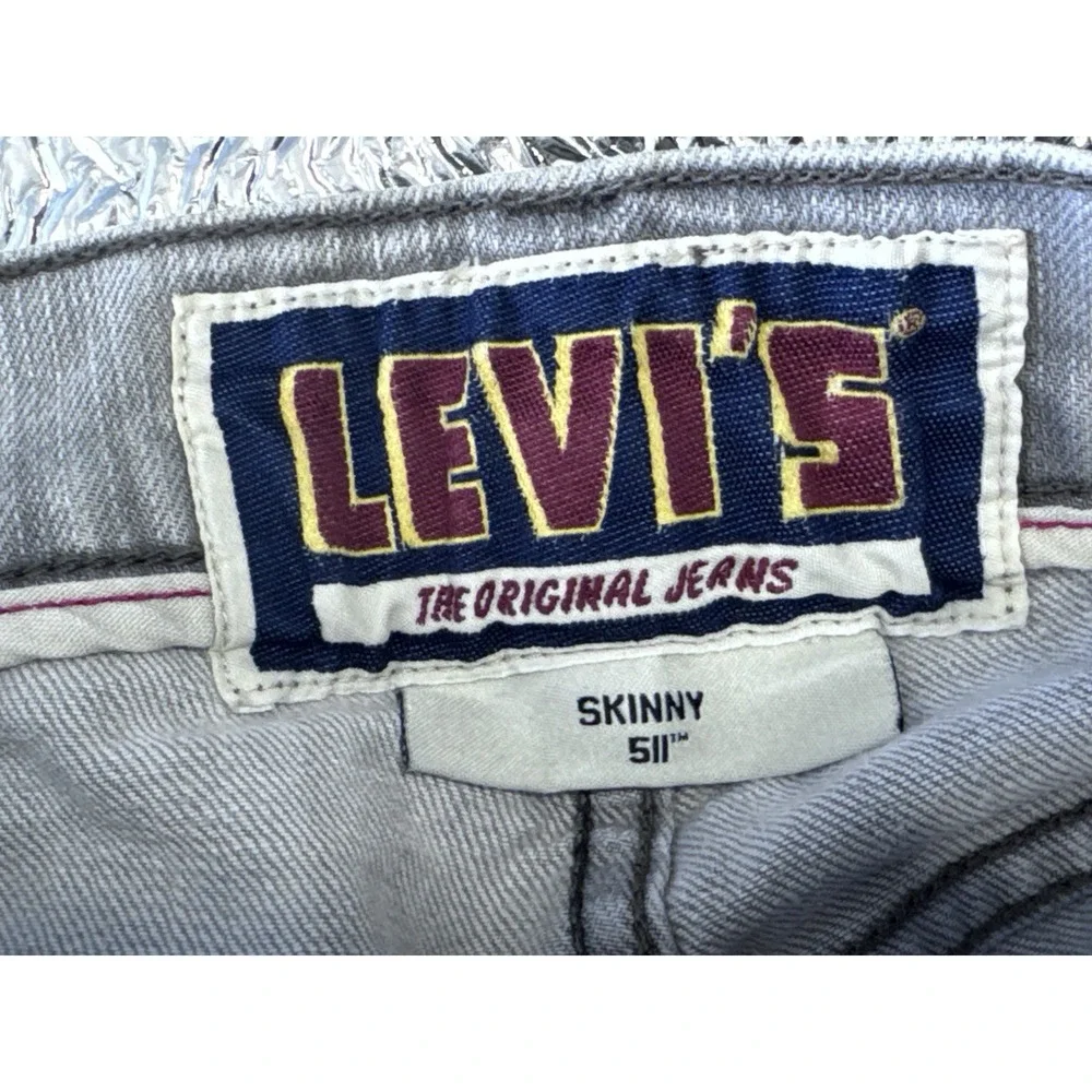 Levi's 511 Skinny Jeans Mens W29 L32 Gray Stretch Denim Pants 564970067